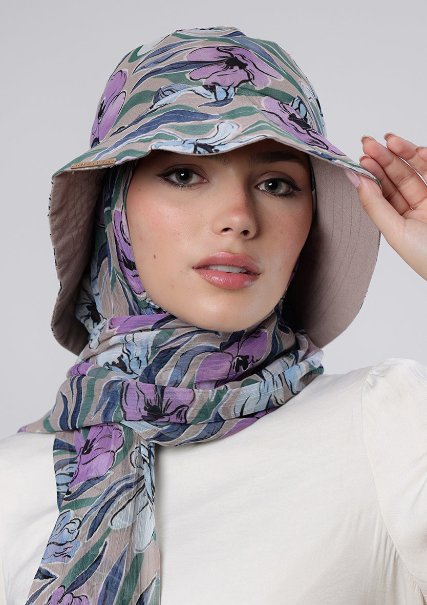 Lavender Dreams- Bucket Hat- Printed Crinkled Chiffon
