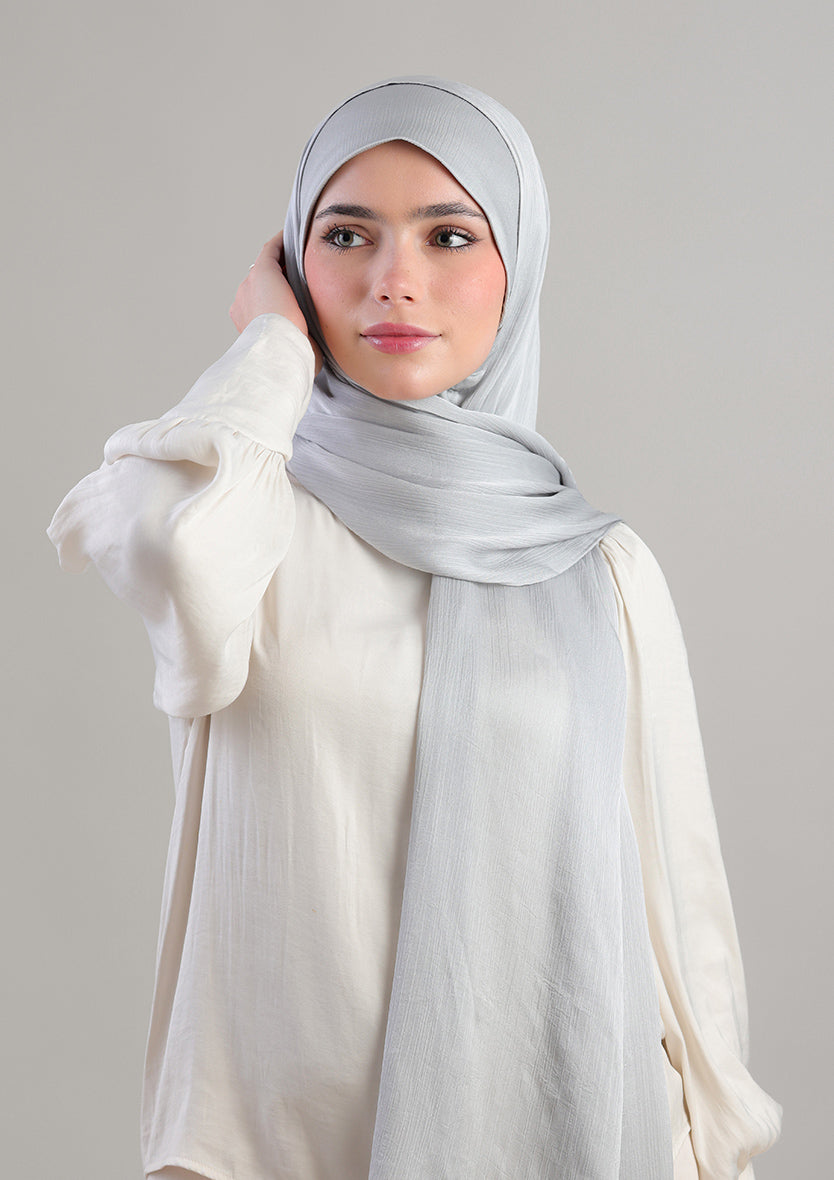 silver satin hijab