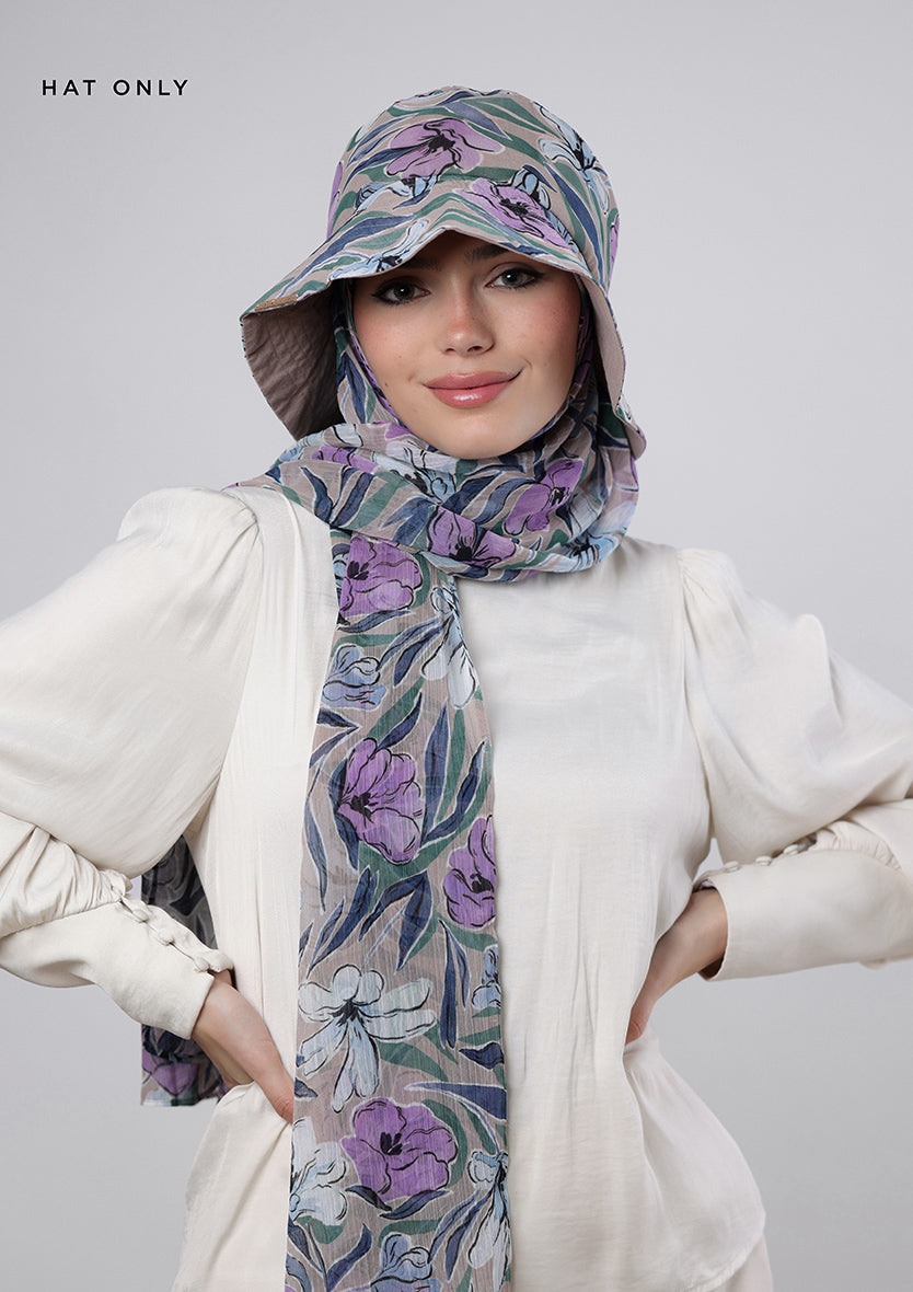 Lavender Dreams- Bucket Hat- Printed Crinkled Chiffon