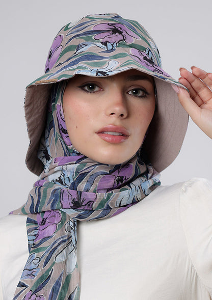 Lavender Dreams- Bucket Hat- Printed Crinkled Chiffon