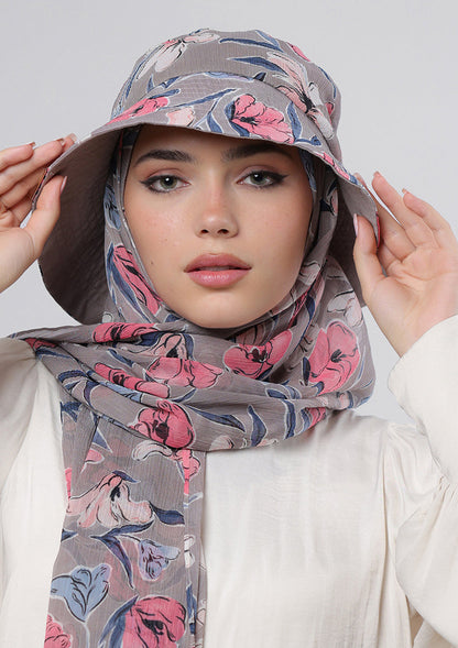 Pink Fauves- Bucket Hat- Printed Crinkled Chiffon
