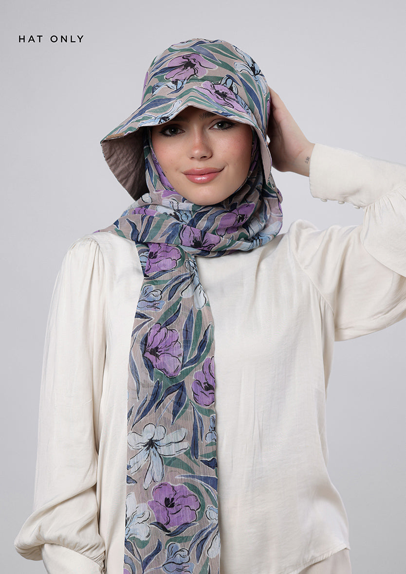 Lavender Dreams- Bucket Hat- Printed Crinkled Chiffon