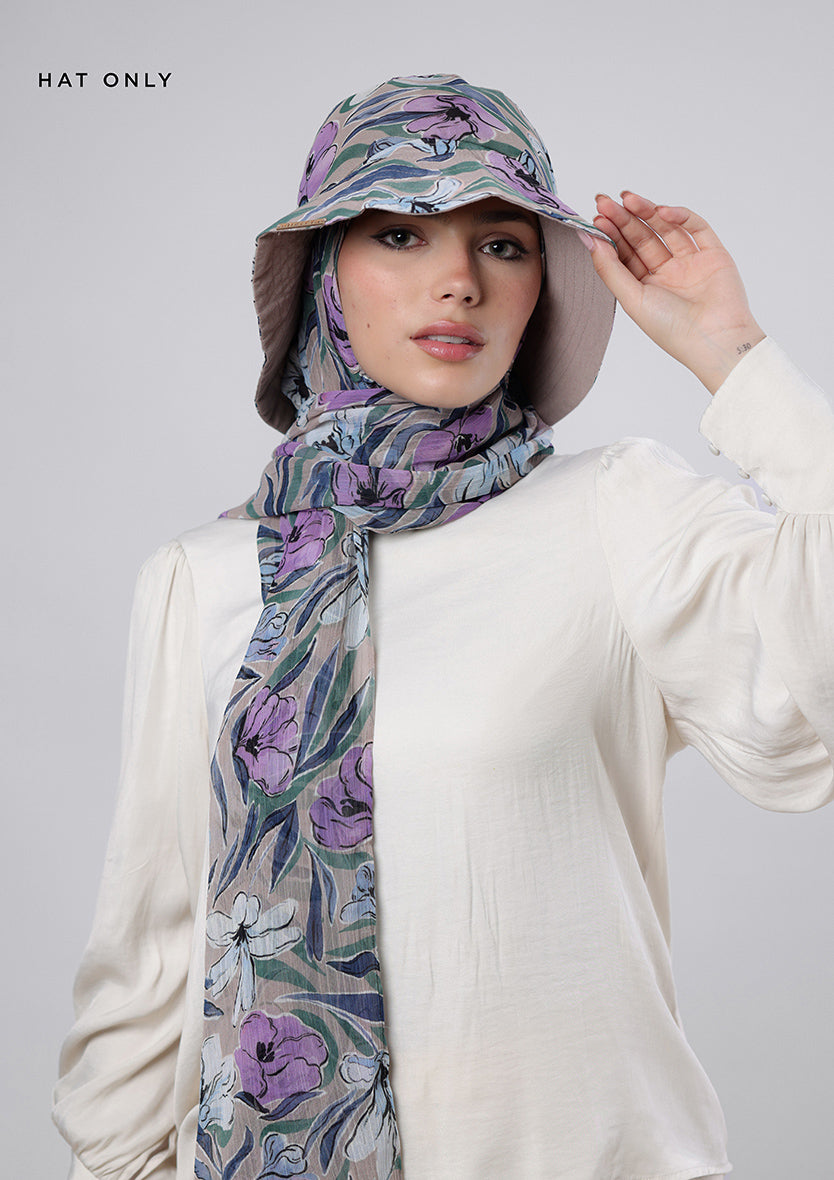 Lavender Dreams- Bucket Hat- Printed Crinkled Chiffon